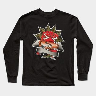 Rose with Shaking Hands Tattoo Design Long Sleeve T-Shirt
